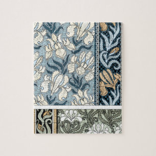Vintages Jugendstil, Garten Iris Blume Puzzle