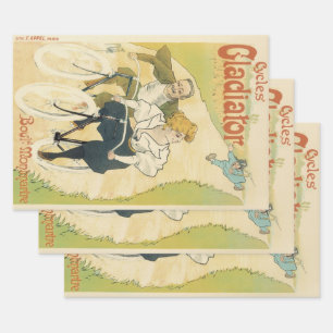 Vintages Jugendstil, Gladiatorräder Geschenkpapier Set