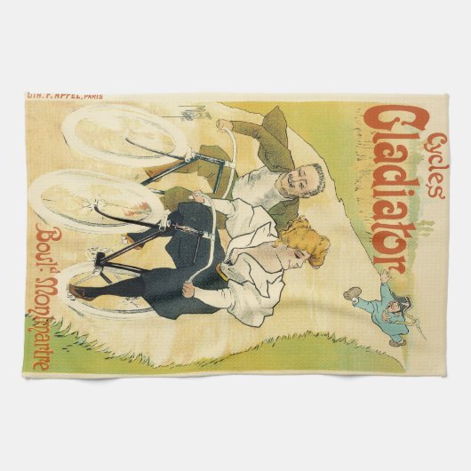 Vintages Jugendstil, Gladiatorräder Geschirrtuch (Horizontal)