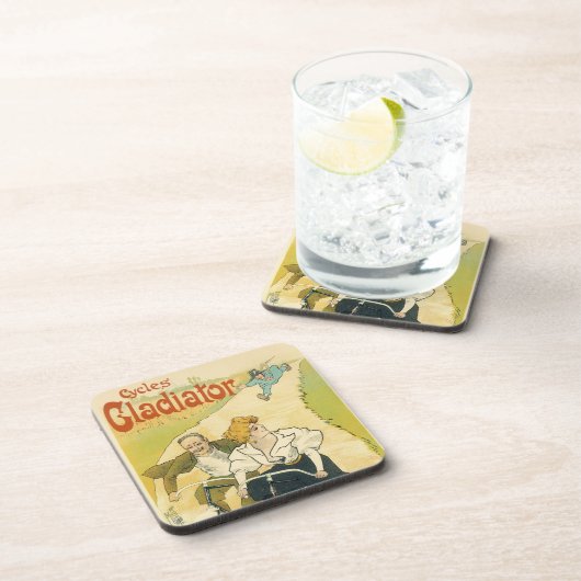 Vintages Jugendstil, Gladiatorräder Getränkeuntersetzer (Rechte Seite)