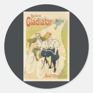 Vintages Jugendstil, Gladiatorräder Runder Aufkleber