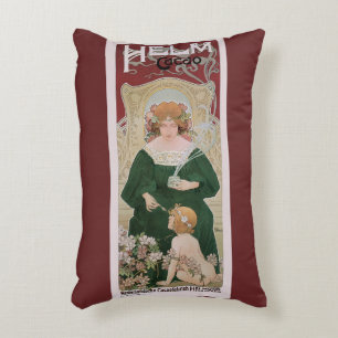 Vintages Jugendstil Helm Kacao von Privat Livemont Dekokissen