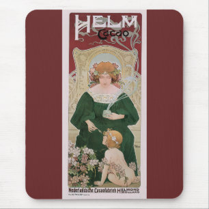 Vintages Jugendstil Helm Kacao von Privat Livemont Mousepad