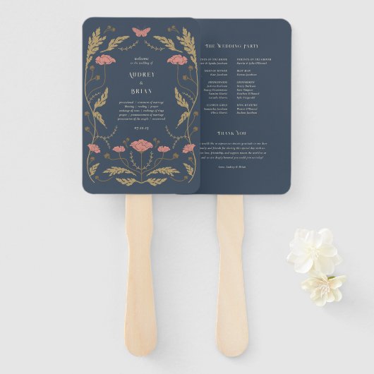 Vintages Jugendstil-Hochzeitsprogramm Fächer (Vorne und Hinten)