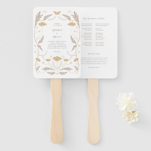 Vintages Jugendstil-Hochzeitsprogramm Fächer (Vorne und Hinten)