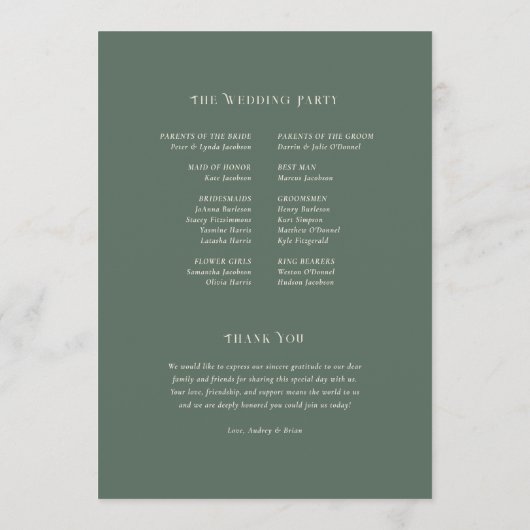 Vintages Jugendstil-Hochzeitsprogramm Programm (Rückseite)