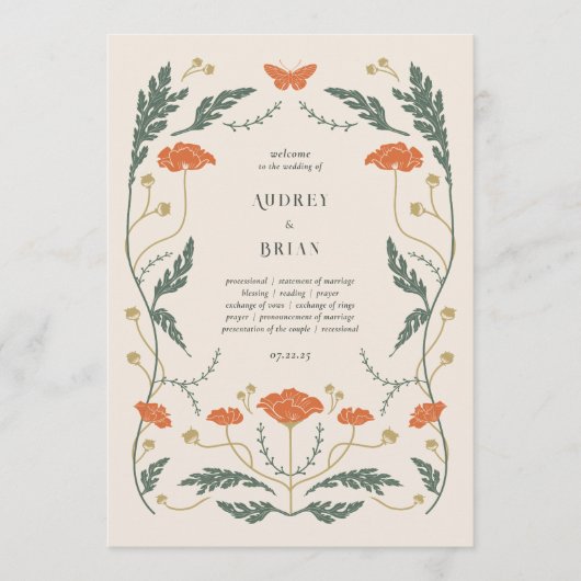 Vintages Jugendstil-Hochzeitsprogramm Programm (Vorderseite)