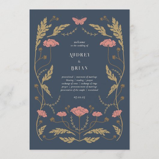 Vintages Jugendstil-Hochzeitsprogramm Programm (Vorderseite)