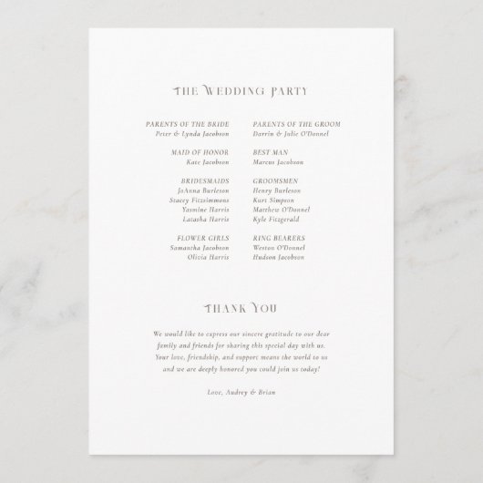 Vintages Jugendstil-Hochzeitsprogramm Programm (Rückseite)