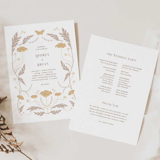 Vintages Jugendstil-Hochzeitsprogramm Programm