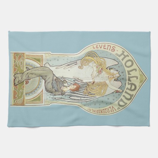 Vintages Jugendstil, Holland Levensverzekering Geschirrtuch (Horizontal)