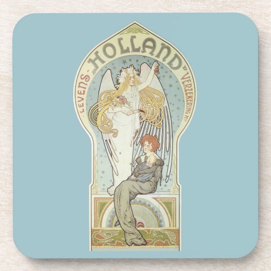 Vintages Jugendstil, Holland Levensverzekering Getränkeuntersetzer (Vorderseite)