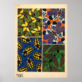 Vintages Jugendstil-Insektenmuster Poster
