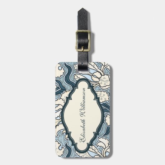 Vintages Jugendstil Iris Blume Blumenmuster Gepäckanhänger (Vorderseite vertikal)