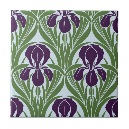Vintages Jugendstil-Iris-Muster Fliese (Vorderseite)