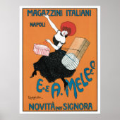 Vintages Jugendstil, italienische Frauenmode Poster (Vorne)