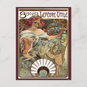 Vintages Jugendstil, Kekse von Alphonse Mucha Postkarte