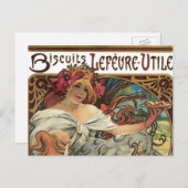 Vintages Jugendstil, Kekse von Alphonse Mucha Postkarte (Vorne/Hinten)
