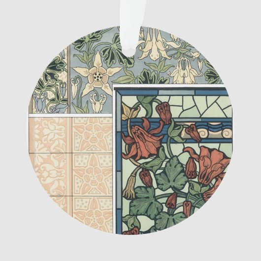 Vintages Jugendstil, Kolumbus Aquilegii-Blume Ornament (Vorderseite)