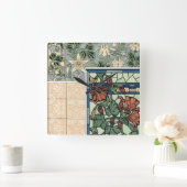 Vintages Jugendstil, Kolumbus Aquilegii-Blume Quadratische Wanduhr (Zuhause)