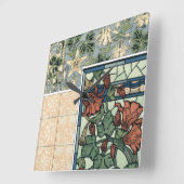 Vintages Jugendstil, Kolumbus Aquilegii-Blume Quadratische Wanduhr (Winkel)
