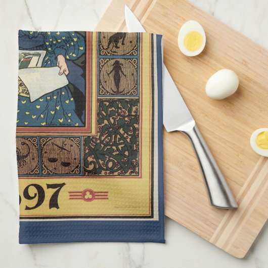 Vintages Jugendstil, Kunsthandwerkbuch Geschirrtuch (Viertel Falte)