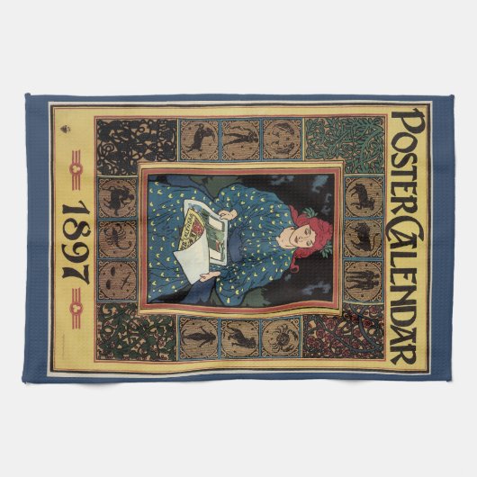 Vintages Jugendstil, Kunsthandwerkbuch Geschirrtuch (Horizontal)