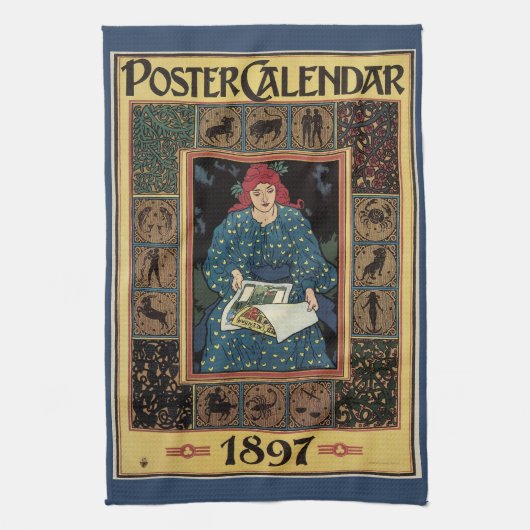 Vintages Jugendstil, Kunsthandwerkbuch Geschirrtuch (Vertikal)