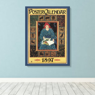 Vintages Jugendstil, Kunsthandwerkbuch Leinwanddruck