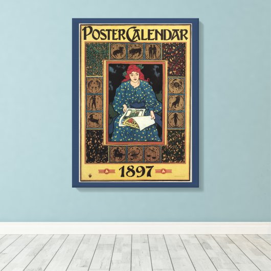 Vintages Jugendstil, Kunsthandwerkbuch Leinwanddruck (Insitu (Holzboden))