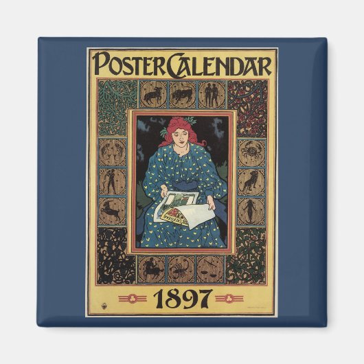 Vintages Jugendstil, Kunsthandwerkbuch Magnet (Vorne)