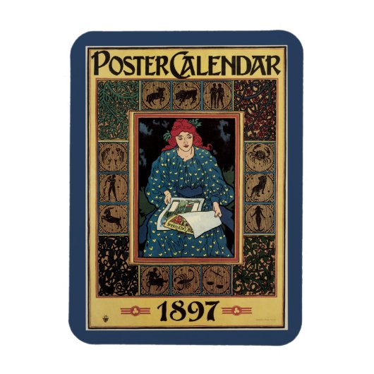 Vintages Jugendstil, Kunsthandwerkbuch Magnet (Vertikal)