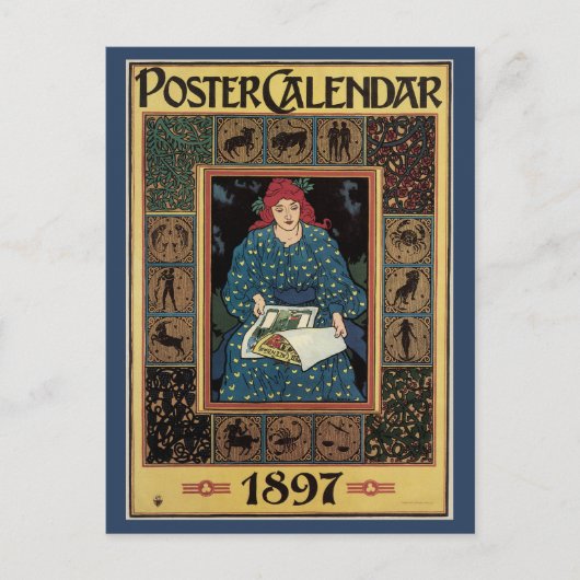 Vintages Jugendstil, Kunsthandwerkbuch Postkarte (Vorderseite)