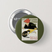 Vintages Jugendstil, Kunstmalerei mit Hauskatze Button (Vorne & Hinten)