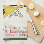 Vintages Jugendstil, Kunstmalerei mit Hauskatze Geschirrtuch (Viertel Falte)