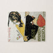 Vintages Jugendstil, Kunstmalerei mit Hauskatze Puzzle (Horizontal)