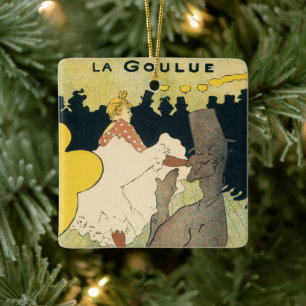 Vintages Jugendstil, La Goulue von Toulouse Lautre Keramikornament
