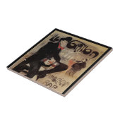 Vintages Jugendstil Le Grillon, Man Drinks Biere Fliese (Seite)