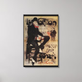 Vintages Jugendstil Le Grillon, Man Drinks Biere Leinwanddruck (Vorderseite)