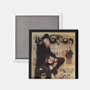 Vintages Jugendstil Le Grillon, Man Drinks Biere Magnet