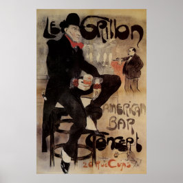 Vintages Jugendstil Le Grillon, Man Drinks Biere Poster