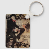 Vintages Jugendstil Le Grillon, Man Drinks Biere Schlüsselanhänger (Rückseite)