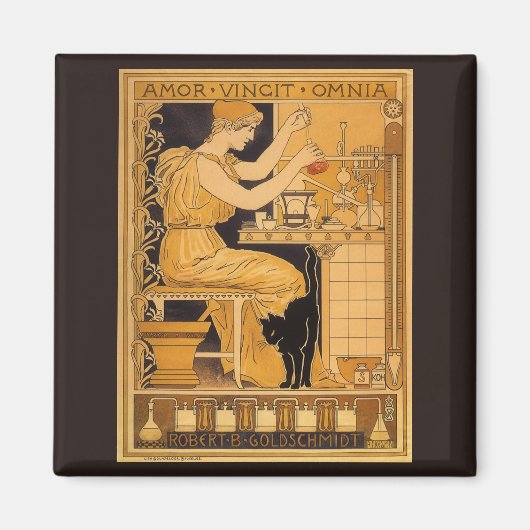 Vintages Jugendstil, Liebe erobert alles Wissensch Magnet (Vorne)