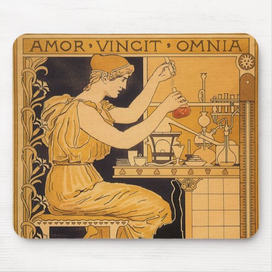Vintages Jugendstil, Liebe erobert alles Wissensch Mousepad (Vorne)