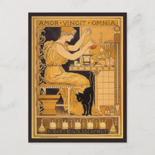 Vintages Jugendstil, Liebe erobert alles Wissensch Postkarte