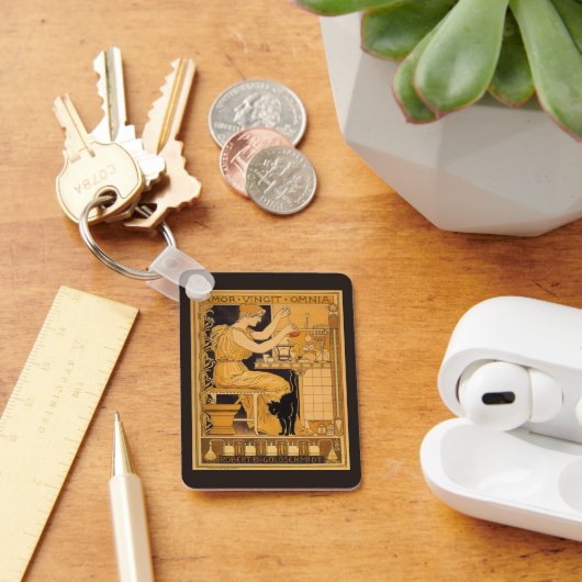 Vintages Jugendstil, Liebe erobert alles Wissensch Schlüsselanhänger (Schreibtisch)