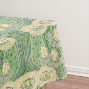 Vintages Jugendstil-Lotus- und Pappemuster Tischdecke