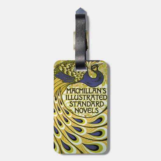 Vintages Jugendstil, Macmillans Pfauenfeder Gepäckanhänger (Rückseite vertikal)