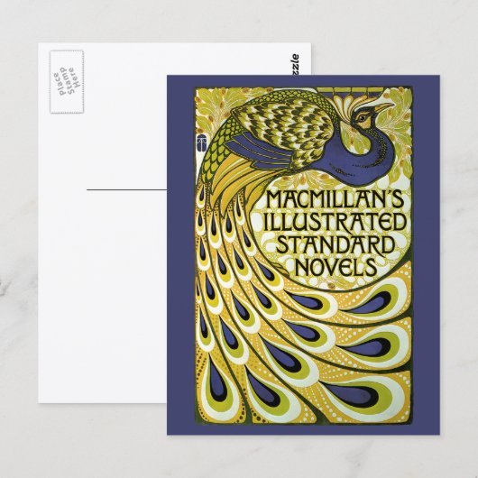 Vintages Jugendstil, Macmillans Pfauenfeder Postkarte (Vorne/Hinten)
