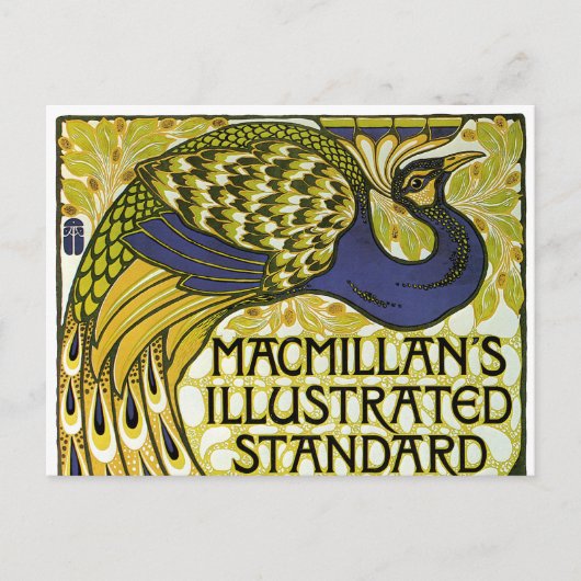 Vintages Jugendstil, Macmillans Pfauenfeder Postkarte (Vorderseite)